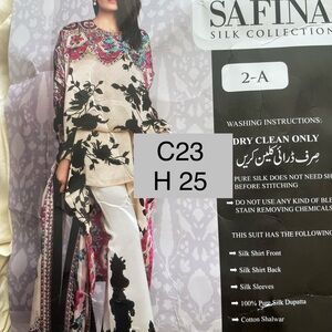 Safina Long Sleeve Silk-Blend Dress in Cream with Black Floral